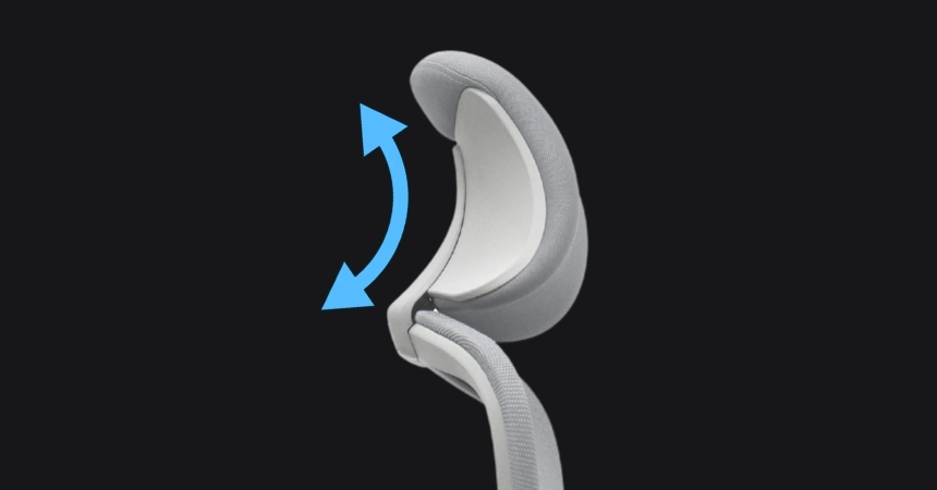 Zagłówek z łukiem regulacji w fotelu VOYAGER